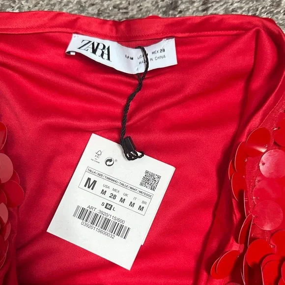 Zara Red Sequin Women's maxi Skirt size M new - Picture 6 of 8